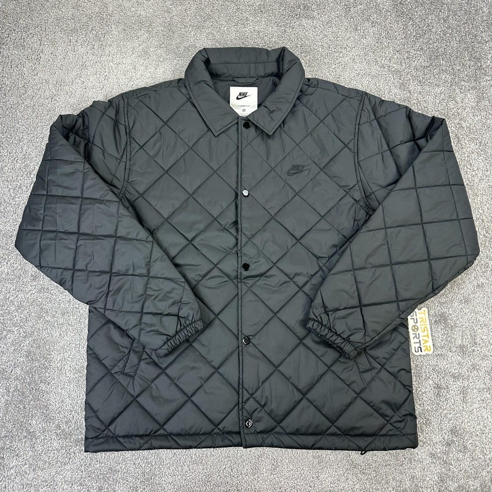 Nike Therma-FIT Jacket Mens Medium Black Quilted Loose Fit Synthetic Puffer
